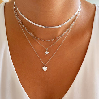 Star White Silver Necklace