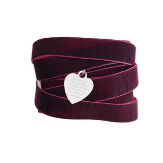 Charm Corazón Lazo Granate Silver