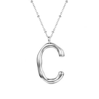 Big Letter Silver Necklace