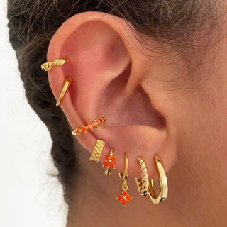 Dois Orange Silver Earrings