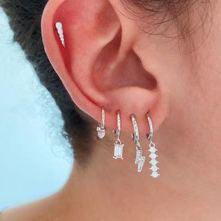 Zina White Silver Earrings